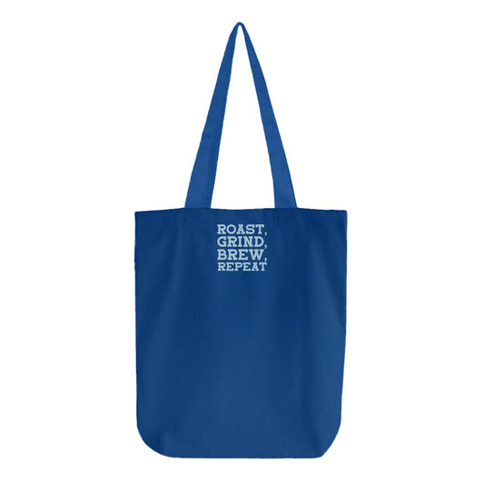 Roast, Grind, Brew, Repeat Sky Blue Tote Bag