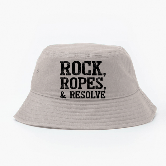 "Rock, Ropes, & Resolve" Black Bucket Hat