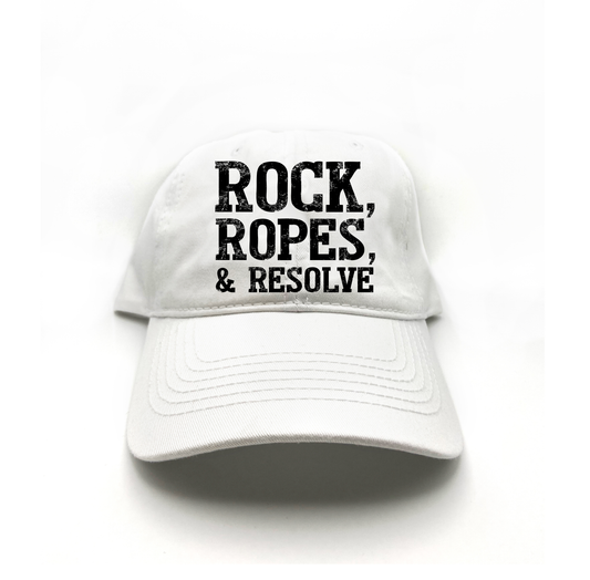"Rock, Ropes, & Resolve" Black Dad Hat