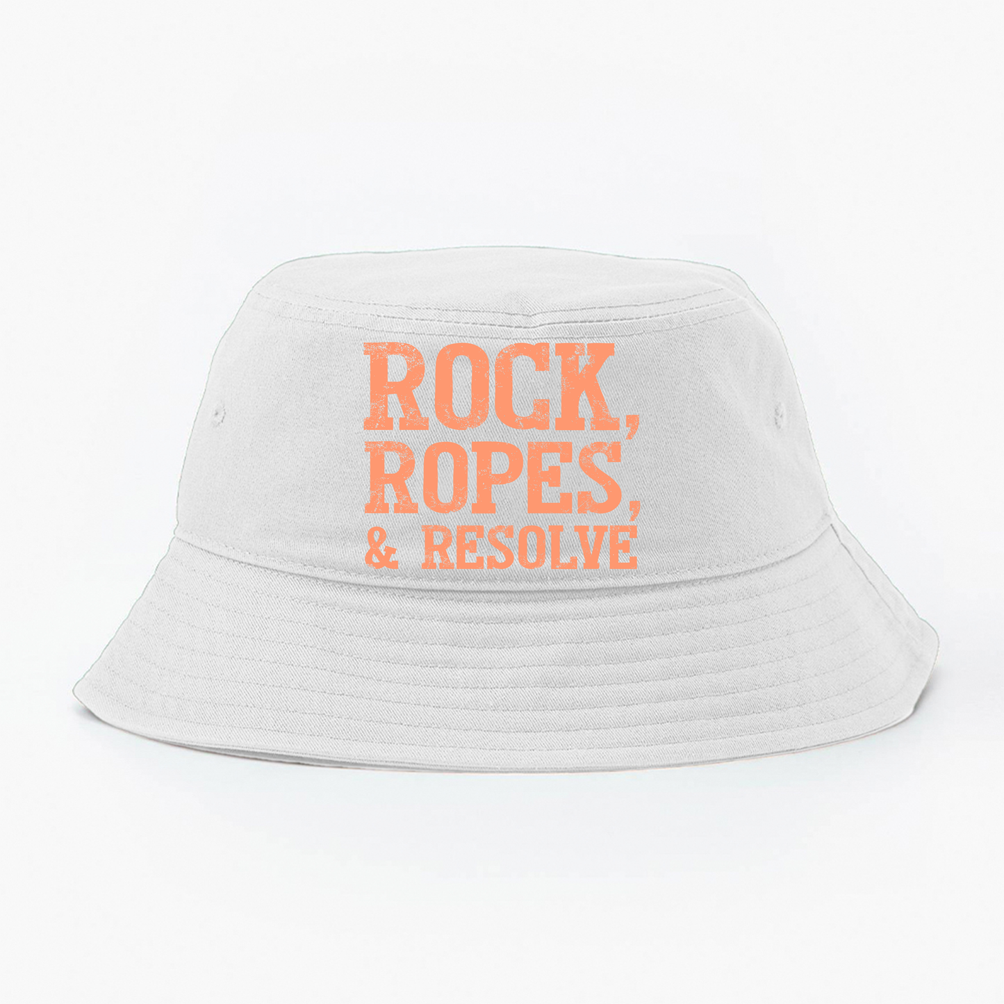"Rock, Ropes, & Resolve" Peach Bucket Hat