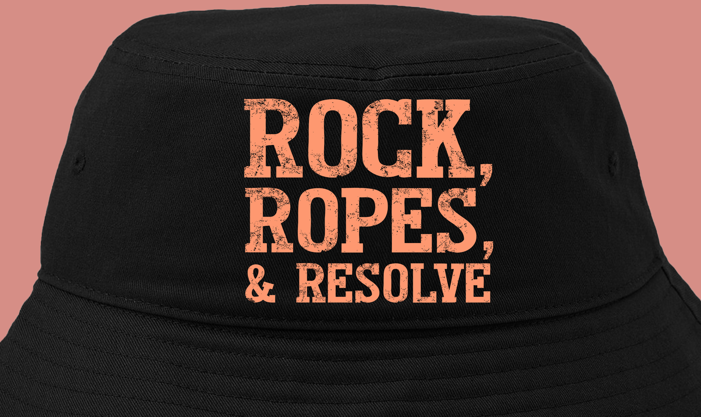 "Rock, Ropes, & Resolve" Peach Bucket Hat