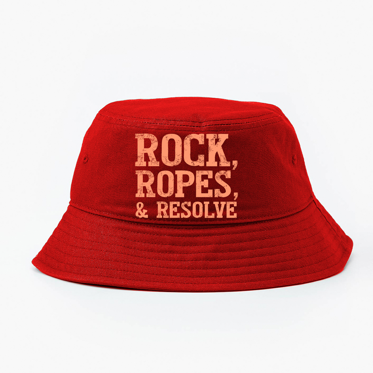"Rock, Ropes, & Resolve" Peach Bucket Hat