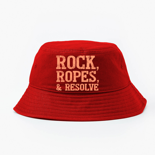 "Rock, Ropes, & Resolve" Peach Bucket Hat