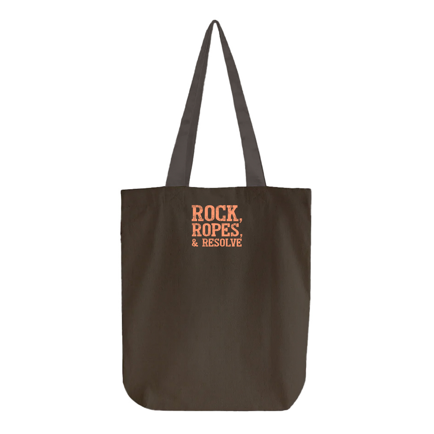 "Rock, Ropes, & Resolve" Peach Tote Bag