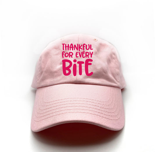 Thankful for Every Bite Dark Pink Dad Hat