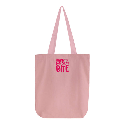 Thankful for Every Bite Dark Pink Tote Bag