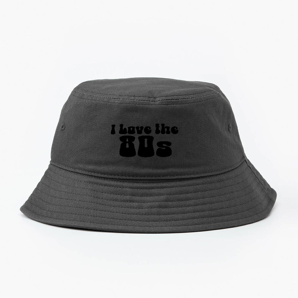 I Love the 80s Black Bucket Hat