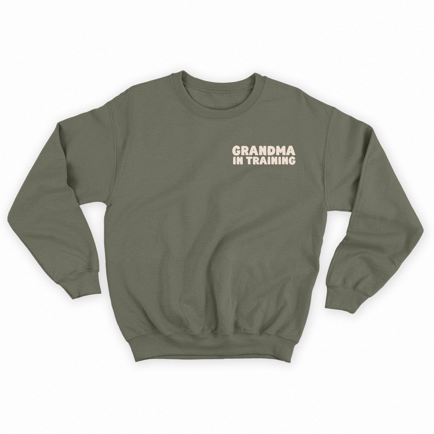 grandma in training cream sweatshirt