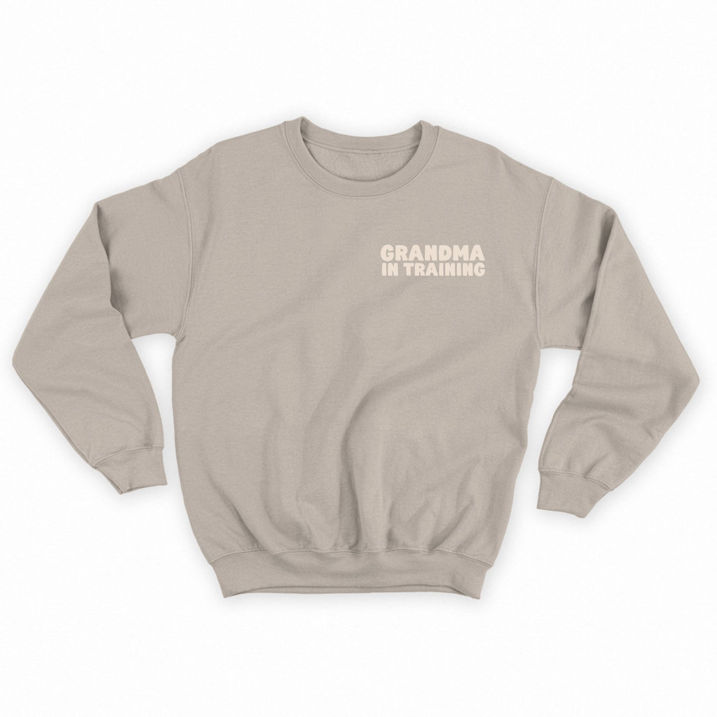 grandma in training cream sweatshirt