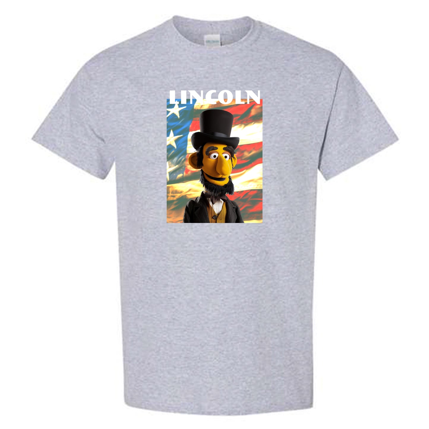 lincoln muppet flag tee shirt